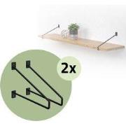 Set van 2 muurbeugels Plankdrager 2x 265 x180 mm zwart staal ML design