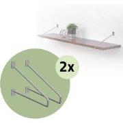 Set van 2 muurbeugels Plankdrager 2x 265 x 180 mm grijs staal ML desig...