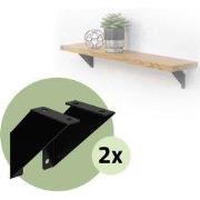 Set van 2 wandbeugels Plankbeugel 2x 100 x100 mm zwart staal ML design