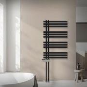 Badkamer radiator middenaansluiting 600x1000 mm zwart mat met thermost...