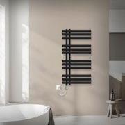 Badkamer radiator middenaansluiting 500x1000 mm zwart mat met verwarmi...