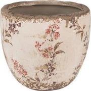 Clayre & Eef Bloempot Ø 13x11 cm Beige Roze Keramiek Bloemen
