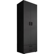Meubella - Kledingkast Brussel - Antraciet - 74 cm - Met lades