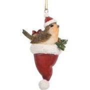 Clayre & Eef Kersthanger Vogel 9 cm Bruin Kunststof