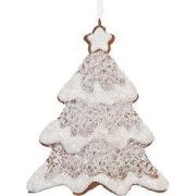 Clayre & Eef Kersthanger Kerstboom 9x1x10 cm Wit Bruin Kunststof