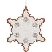 Clayre & Eef Kersthanger Sneeuwvlok 9x1x10 cm Wit Kunststof