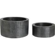 PTMD Eviee Black Brushed Alu Sheet Pot Round SV2