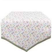 Clayre & Eef Tafelloper 50x160 cm Wit Groen Katoen Bloemen