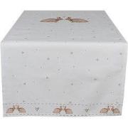 Clayre & Eef Tafelloper 50x140 cm Wit Bruin Katoen Konijn