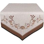 Clayre & Eef Tafelloper 50x160 cm Beige Katoen Paddenstoelen