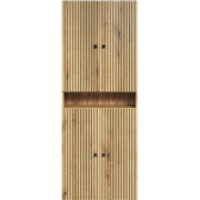Dubbele geribbelde badkamerkolom met 4 deuren en 1 open vak L70 cm - P...
