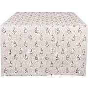 Clayre & Eef Tafelloper 50x140 cm Beige Grijs Katoen Konijn