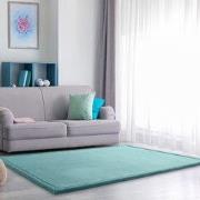 Laagpolig Effen Vloerkleed Tazira - Blauw - 80x80 cm