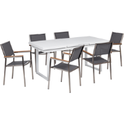 VALCANETTO/GROSSETO - 6-zits Tuinset - Wit/Grijs - Aluminium