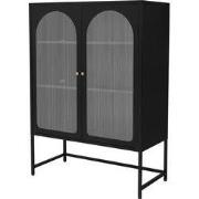 Vitrinekast dubbeldeurs 85x102x40 cm Vitrinekast met 2 legplanken zwar...