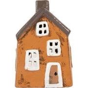 Clayre & Eef Waxinelichthouder Huis 9x7x13 cm Oranje Keramiek