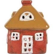 Clayre & Eef Waxinelichthouder Huis 9x6x10 cm Rood Keramiek