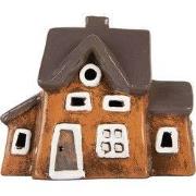 Clayre & Eef Waxinelichthouder Huis 20x11x16 cm Oranje Keramiek