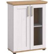 Vitrinekast wand of vloer 1 deur glasdeur wit, eik decor