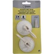 2x zuignappen met ophanghaak kunststof - Draagkracht 2 KG - Wit
