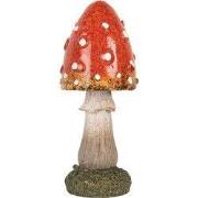 Clayre & Eef Decoratie Beeld Paddenstoel Ø 5x12 cm Rood Polyresin