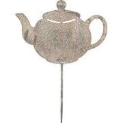 Clayre & Eef Tuinsteker Theepot 26x1x35 cm Grijs Metaal