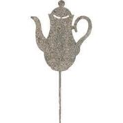 Clayre & Eef Tuinsteker Theepot 20x1x40 cm Grijs Metaal