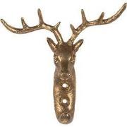 Clayre & Eef Wandhaak Rendier 12x5x12 cm Goudkleurig Metaal