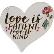 Clayre & Eef Magneet Hart 6x6x1 cm Wit Metaal