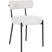Eetkamerstoel Wit Bouclé - Zithoogte 50cm - Badalona - Set van 2