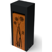 Brievenbus Libus Combo zwart Corten L30 x B40 x H100 met Allium motief