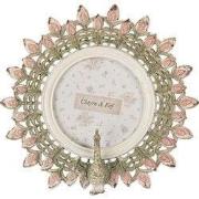 Clayre & Eef Fotolijst Pauw Ø 8 cm Roze Kunststof