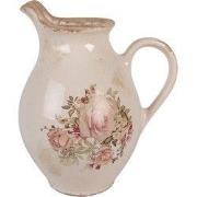 Clayre & Eef Decoratie Kan 21x16x24 cm Beige Keramiek Bloemen