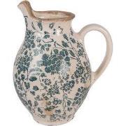 Clayre & Eef Decoratie Kan 16x12x19 cm Beige Keramiek Bloemen