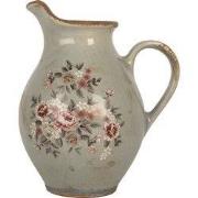 Clayre & Eef Decoratie Kan 21x16x24 cm Grijs Keramiek Bloemen