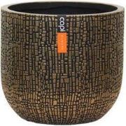 Pot bol Skin 17x15 zwart goud bloempot