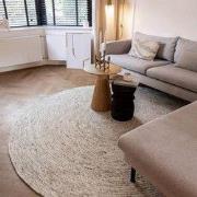 Rond wollen vloerkleed Gapo beige/wit gemeleerd Beige; Wit - Rond 180 ...