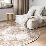 Rond Vintage Vloerkleed Keshan Bruin/Beige - Polypropyleen - Rond 190 ...