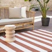 Buitenkleed Stripes roest/wit dubbelzijdig Roest; Oranje; Rood - Polyp...