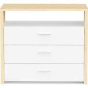 Commode met 3 lades en 1 niche, decor wit en eiken van draad, L93 cm -...