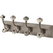 Clayre & Eef Wandkapstok 4 Haken 45x10x18 cm Wit Hout