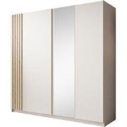 Meubella - Kledingkast Boets - Wit - Eiken - 200 cm - Met spiegel