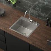 Inbouwspoelbak 45x45 cm zilver met rvs afvoer en overloop ML-Design