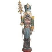 Clayre & Eef Kerstdecoratie Beeld Notenkraker 13x13x38 cm Blauw Kunsts...