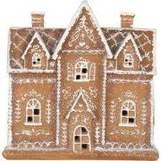 Clayre & Eef Gingerbread house met LED 21x8x20 cm Bruin Kunststof