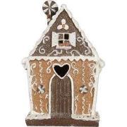 Clayre & Eef Gingerbread house met LED 14x9x21 cm Bruin Kunststof