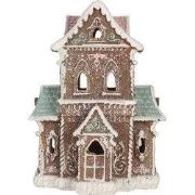 Clayre & Eef Gingerbread house met LED 15x12x20 cm Bruin Kunststof