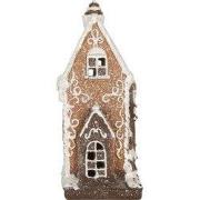 Clayre & Eef Gingerbread house met LED 15x9x20 cm Bruin Kunststof
