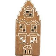 Clayre & Eef Waxinelichthouder Huis 8x7x16 cm Bruin Keramiek