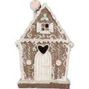 Clayre & Eef Gingerbread house met LED 14x9x21 cm Bruin Kunststof